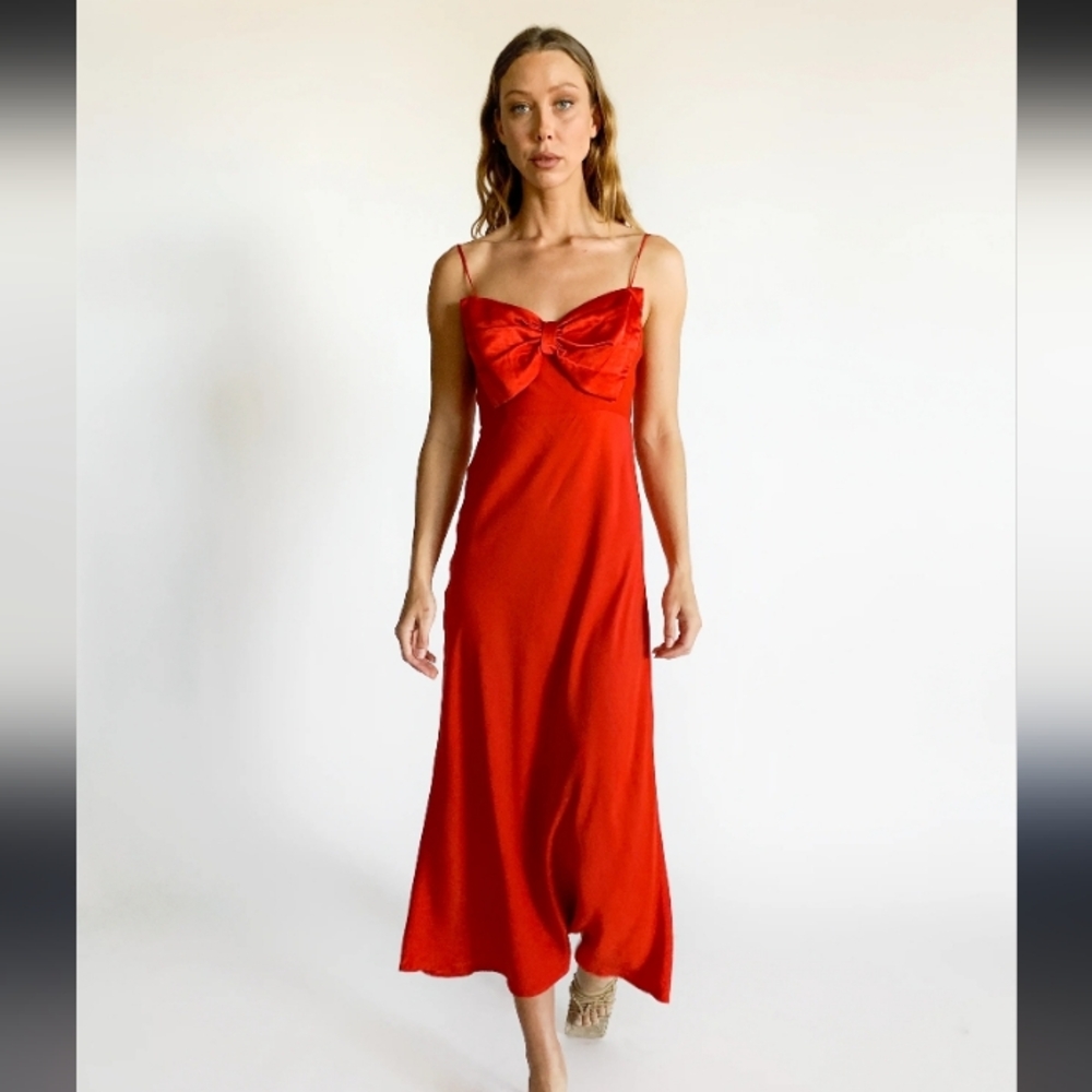 🦄A new day Red Bow Midi Dress Size M 20"
